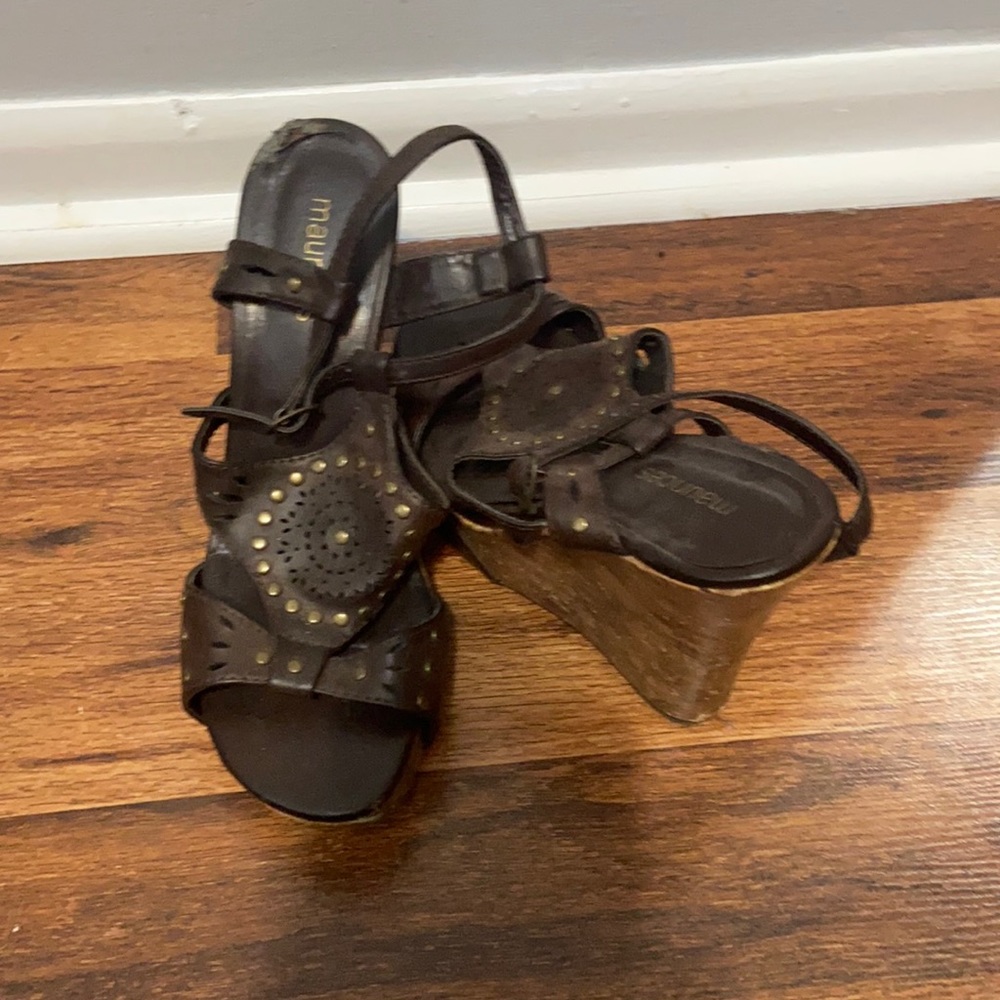 Brown boho wedge